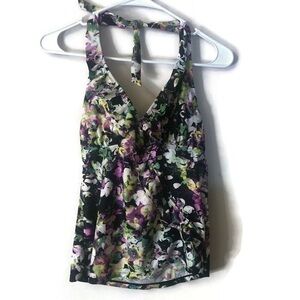LOVE YOUR ASSETS by Sara Blakely Spanx Womens Tankini Top Floral Ruffle Halter M